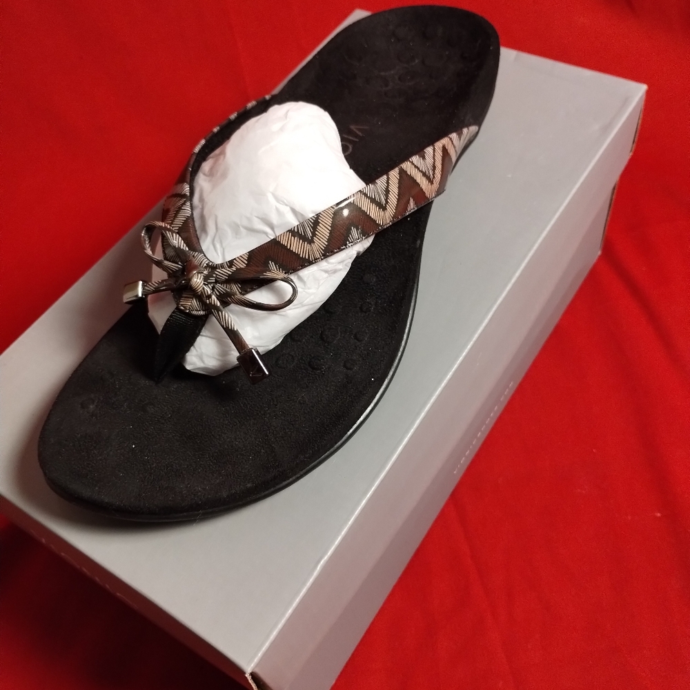 Vionic  Bella II Women's Black and Brown Sandals - Size 10